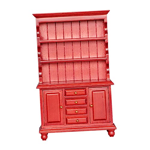 KICHOUSE 1 Stück Bücherregal Bookshelf bücherregal Regal Spielzeugregal kinderspielzeuge Puppenhaus Bücherregal Miniaturen vertikales Mini-Bücherregal Spielzeugmöbel Holz rot von KICHOUSE