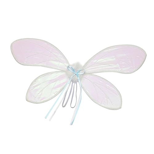 KICHOUSE 1 Stück Bunte Schmetterlingsflügel Blau Halloween Regenbogen Led Glühen Funkeln Party Erwachsene Engelskleid Für Mädchen Engel Cosplay Flügel Requisiten Weiß Organza von KICHOUSE