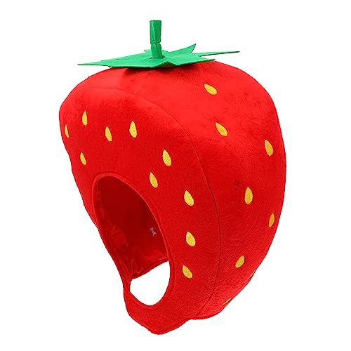 KICHOUSE 1 Stück Erdbeer Haube Lustiger Cartoon Hut für Party Cosplay und Fotos Bequem für Halloween Feiern und Kostümpartys Kreative Requisite für Freunde von KICHOUSE