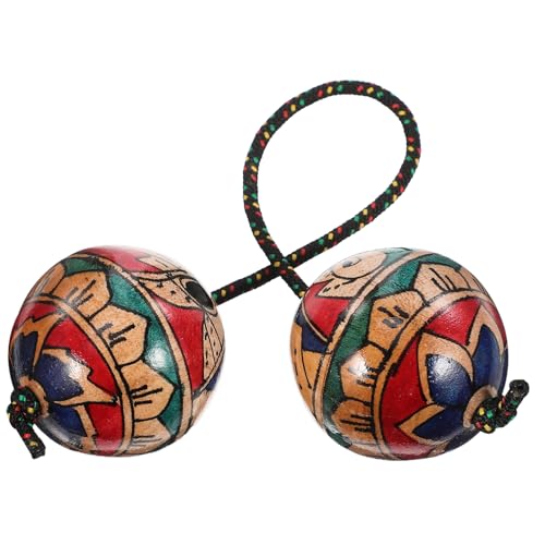 KICHOUSE 1 Stück Handgezeichnete Maracas Sandball Rhythmus-Sandball Handgemalter Rhythmusball einhändiger Rhythmusball einhändiger Punchingball einhändig handbemalter Ball Holz von KICHOUSE