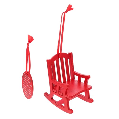 KICHOUSE 1 Stück Kleine Schaukelstuhlverzierungen Möbel Mini-schaukelstuhl-Ornament Wohnzimmerdekor Winzig Miniatur-zubehör Mini-holzstuhlverzierung Kleiner Schaukelstuhl Rot Hölzern von KICHOUSE