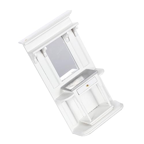 KICHOUSE 1 Stück Mini Möbelmodell Frisiertischmodell DIY Puppenhaus Frisiertisch Miniatur Frisiertisch Holz Frisiertisch Mini Frisiertisch Puppenhaus Zubehör Weiß Aus Holz von KICHOUSE