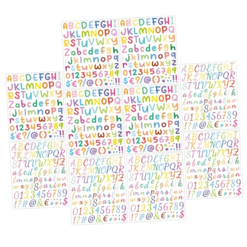 KICHOUSE 10 Blätter Bunte Buchstabenaufkleber Scrapbook Aufkleber Scrapbooking Aufkleber Selbstklebende Buchstabenaufkleber DIY Buchstabenaufkleber Für Scrapbooking Farbige Buchstaben von KICHOUSE