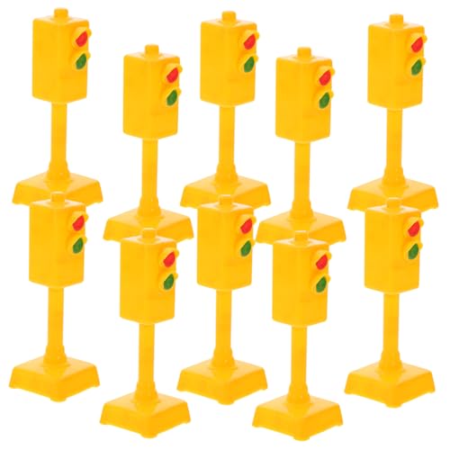 KICHOUSE 10 Stück Ampelmodell Kinderspielzeug Verkehrszeichen Verkehrsschild Verkehrszeichen- Mini-Verkehrszeichen Verkehrszeichen aus Ampeldekoration Abs Gelb von KICHOUSE