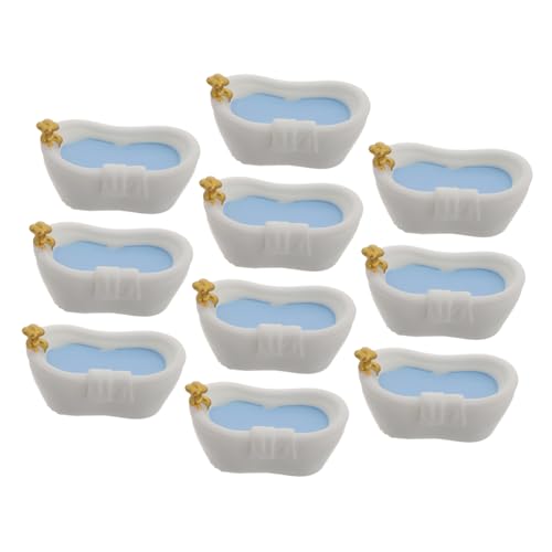 KICHOUSE 10 Stück Badewanne Puppenhaus Puppenhaus Miniaturen Puppenhaus Badewanne Miniatur Zeug Mini Puppenhaus Zubehör Miniatur Möbel Mini Zeug Miniatur Weißer Kunststoff von KICHOUSE