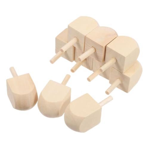 KICHOUSE Chanukkah-Dreidels Aus Holz Blank Unbemalt Kreisel Spielzeug Für Kinder Traditionelles Bastelset Großpackung 10 Stück von KICHOUSE