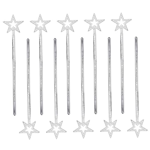 KICHOUSE 10 Stück Glitzernde Feenstäbe Silber Strahlende Sternenstäbe für Kostümpartys Bühnenaufführungen und Feiertage von KICHOUSE