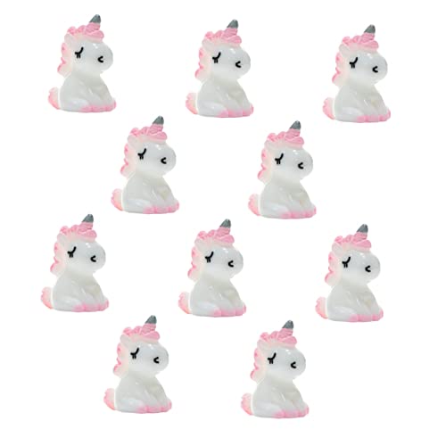 KICHOUSE 10 Stück Mini Einhornfiguren Kleines Einhorn Plüsch Mädchen Dekorationen Winzige Einhörner Süßes Miniatur Mädchenspielzeug Rosa Harz von KICHOUSE