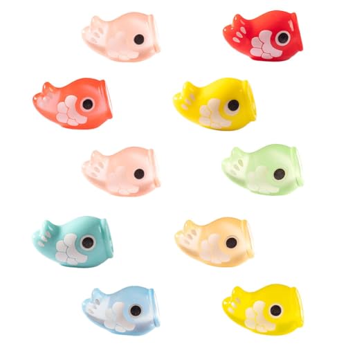 KICHOUSE 10 Stück Mini-Karpfenfiguren aus Kunstharz, niedliche, im Dunkeln leuchtende kleine Fischstatuen für Garten, Landschaft, Aquarium, Bonsai, Puppenhaus von KICHOUSE