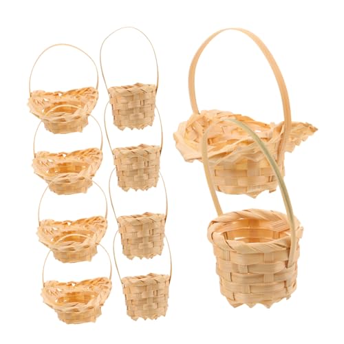 KICHOUSE 10 Stück Mini Rattankorb Picknickkorb Miniatur Puppenhauszubehör Puppenhaus Küchenbedarf Miniatur Feengartenkorb Puppenhaus Dekorationen Mini Blumenkorb Beige von KICHOUSE