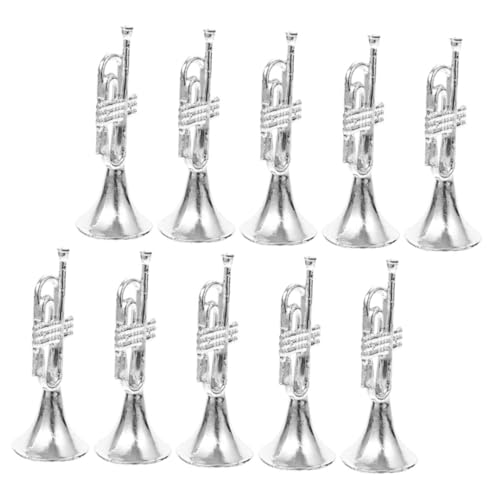 KICHOUSE 12 5 Zoll Silberne Mini-trompete Lebensechtes Plastikinstrument Für Puppenhaus- Und Foto-Requisiten von KICHOUSE