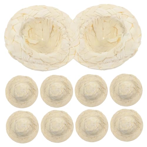 KICHOUSE 10 Stück Puppenmütze Mini-strohhüte Zum Basteln Minihüte Zum Basteln Eimerhüte Miniatur Kleiner Hut Rosafarbener Cowgirlhut Zubehör Für Die Puppenherstellung Puppengewebte Hüte von KICHOUSE