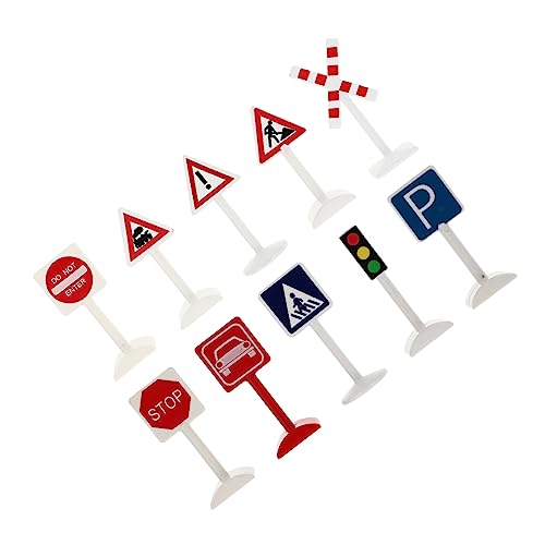 KICHOUSE 10 Stück Simulation von Verkehrs Zeichen verkehrszeichen verkehrszeichen verkehrsschilder Mini-Straßenschild Verkehrsschild selber Machen Plastik von KICHOUSE