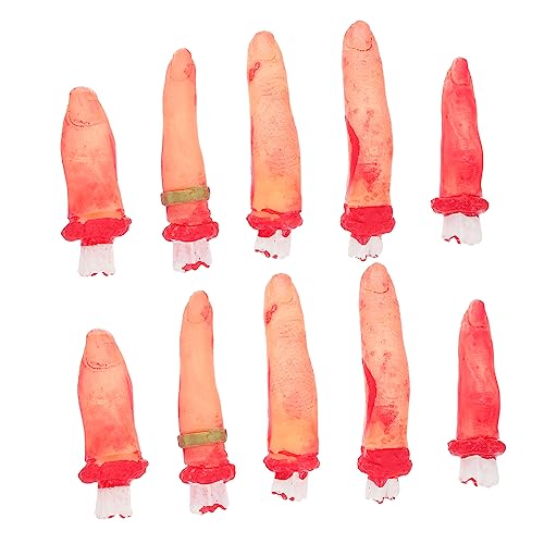 KICHOUSE 10 Stück Teiliges Halloween Fake Finger Blutrünstige Requisiten für Spukhaus Dekoration für Scherze und Schaurige von KICHOUSE