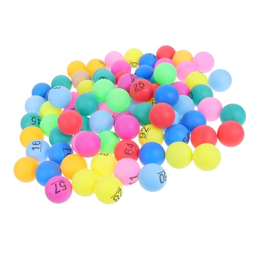 KICHOUSE 100 Stück Bunte Plastikbälle mit Nummern für Bingo Spiele Verlosungen und Aktivitäten Drinnen und Draußen von KICHOUSE