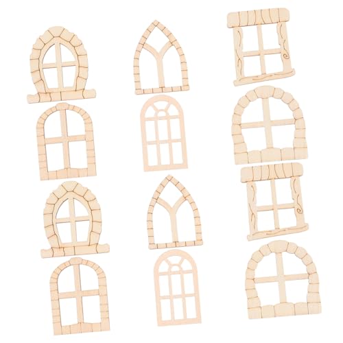 KICHOUSE 100 Stück Feen -Tür -Gartentür Garten Dekoration Miniaturtüren und -Fenster Mini-Holzfenster Weihnachten Fensterdekorationen Miniatur-Feentür Holz feentür Handwerk hölzern Beige von KICHOUSE