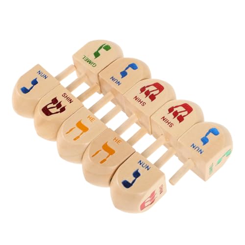 KICHOUSE Ergonomischer Griff Chanukka-holzdreidel 10er-Set ' Spielzeug Chanukka KICHOUSE Ergonomischer Griff Chanukka-holzdreidel 10er-Set ' Spielzeug Chanukka von KICHOUSE