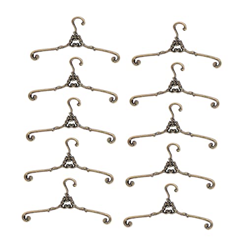 KICHOUSE 10Stücke Puppenkleiderbügel Teiliges Puppenkleidung Rack aus Stabiler für Puppenhaus Zubehör Antikbraun für Organisation von Puppenkleidung von KICHOUSE