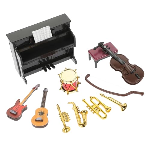 KICHOUSE Miniatur Instrumenten 11 Stück für Puppenhaus Dekoration Kinderspielzeug für Rollenspiele Kleiner Musikinstrumente für Kreative Szenen von KICHOUSE