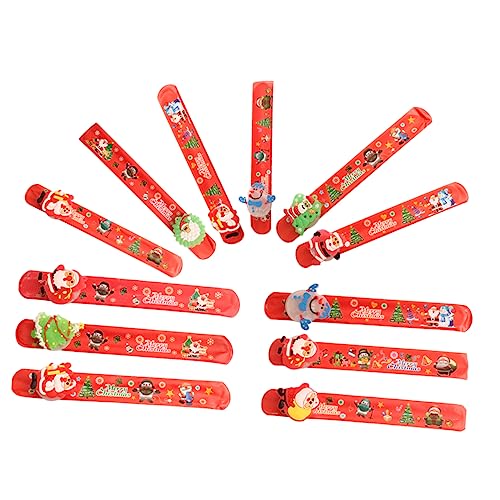 KICHOUSE 12 Stk Weihnachtsring Weihnachtsgeschenke Spielzeug für Kinder lustiges Kinderspielzeug Slap-Bands für Partys Elch Papa-Kreis kleines Geschenk Armband Plastik rot von KICHOUSE