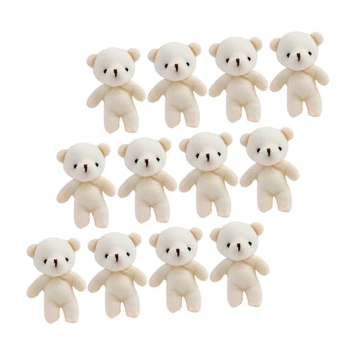 KICHOUSE 12 Stück Bärenanhänger bär anhänger klein knuddelig Mini Kuscheltier Cartoon-Bär-Puppe tragen Bär Ornament verschleißfestes Bärendekor Stofftier Bär Plüsch Weiß von KICHOUSE