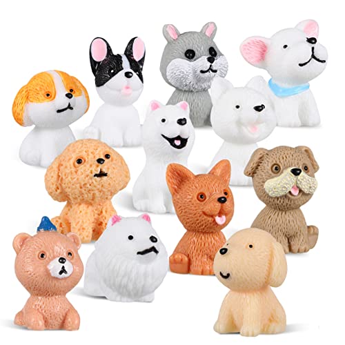 KICHOUSE 12 Stück Cartoon-welpen-Ornamente Figuren Mini Minifiguren Für Hundespielzeug Für Spielzeughund Tierspielzeug Für Tortendeko Einschulung Hundeskulpturen Harz von KICHOUSE