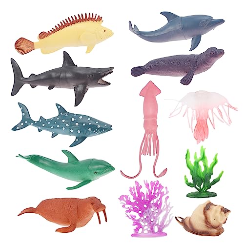KICHOUSE 12 Stück Meerestiermodelle Meerestierfiguren Lernspielzeug Meerestiere Figuren Nautische Tiere Ozeantierfiguren Meerestierspielzeug Puzzle Kinderspielzeug Aus von KICHOUSE
