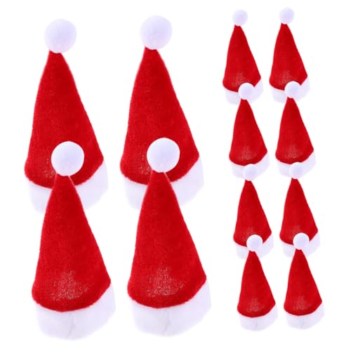 KICHOUSE 12 Stück Mini Weihnachtsmannmütze Dekoration LED Weihnachtsfeierzubehör Mehrere Fröhliche Verschiedene Schlüssel Weihnachtsmütze Für Erwachsene Klauselhüte Kleine von KICHOUSE
