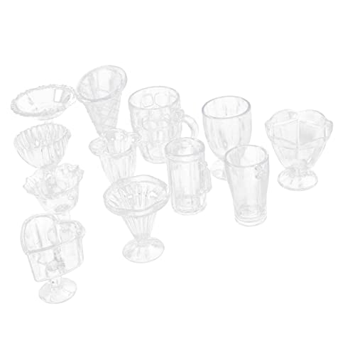 KICHOUSE 12 Stück Mini-küchenutensilien Mini-Tasse Mini- -Foto-Requisiten Mini- -Layout-Requisiten Kinderspielzeug Dekorationen Miniaturen Kindergeschenk Plastik Transparent von KICHOUSE