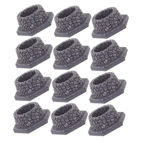 KICHOUSE 12 Stück Miniatur Wasserbrunnen Deko Teiliges für Mini Garten Elegante Landschaftsornamente aus Resin Realistische Wellendekoration für Puppenhaus und Sandkasten Platzsparende von KICHOUSE