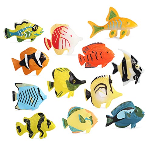 KICHOUSE 12 Stück Modell Fisch Zimmerversorgung Kleines Meerestier- Desktop-Meerestier- Dekoratives Meerestiermodell Kleines Meerestiermodell Raumzubehör PVC von KICHOUSE