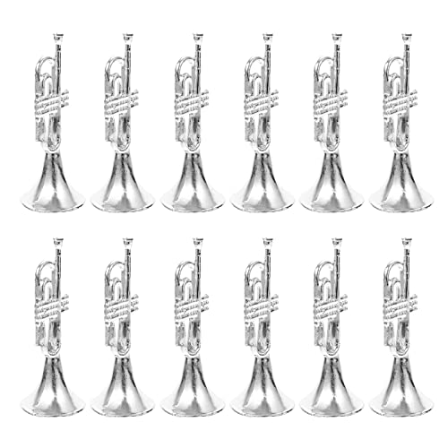 KICHOUSE 12 Stück Musikinstrumentenmodell Kindertrompete Kleines Musikinstrument Ornament Miniatur Trompete Puppenhaus Mini Trompetenspielzeug Musikinstrumente Schreibtischschmuck von KICHOUSE