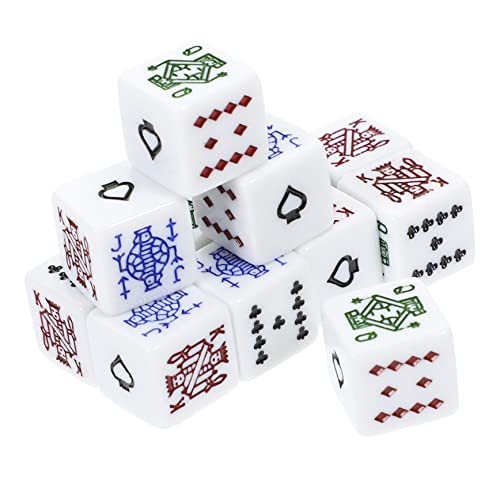 KICHOUSE 12 Stück Poker pokerwürfel Gaming Stuff Spielbedarf dice Set spielwürfel Poker-Würfelspiel lustige Mehrfarbig Spaß Partyspiel -Requisiten lustige Spielchips Acryl von KICHOUSE