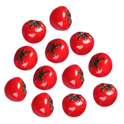 KICHOUSE 12 Stück Realistische Miniatur Tomaten Dekoration Künstliche Früchte aus Resin für Wohnzimmer Dollhouse und DIY Projekte Täuschend Echte Nachbildung von KICHOUSE