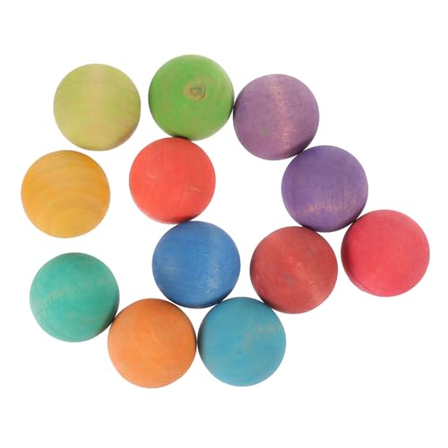 KICHOUSE 12 Stück Teiliges Farbige Matte Holzspielbälle für Pädagogisches Kreativität und Kognitiven Fähigkeiten für Frühe Bildung von KICHOUSE