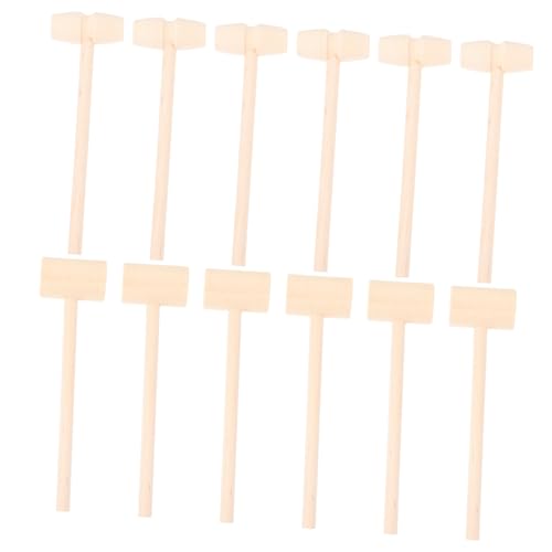 KICHOUSE 12 Stück Teiliges Holzspielzeug Mini Hämmer Glatte Oberfläche ohne Grate Sicherer Holzhammer für Kuchen Vielseitig für Spiel und Backen Geeignet für Zuhause und Restaurants von KICHOUSE