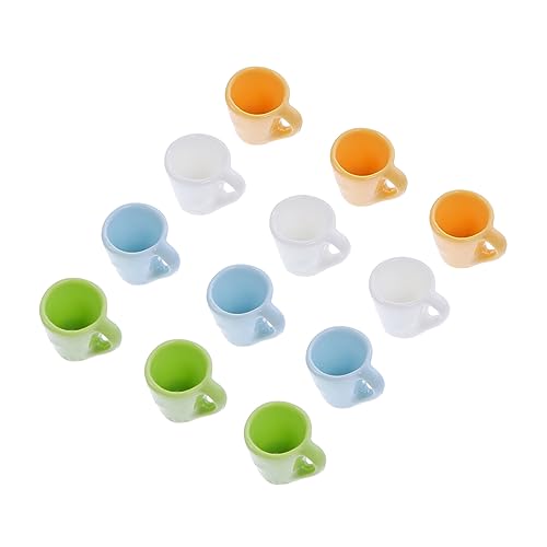 KICHOUSE 12 Stück Teiliges Miniatur Teetassen für Puppenhaus Farbenfrohe Kleine Trinkbecher Stabile Mini Dekoration für Puppenhaus und Wohnaccessoires Realistische Details Vielseitig von KICHOUSE