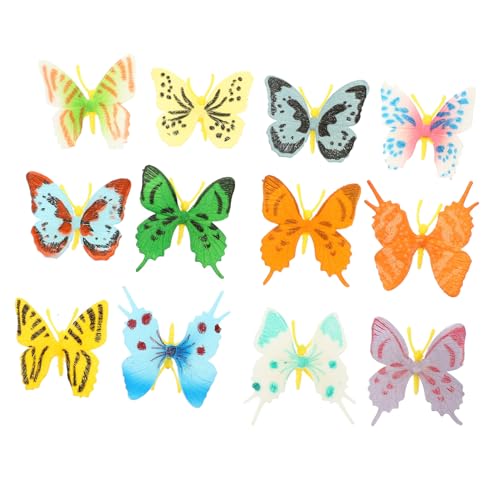 KICHOUSE 12 Stück Teiliges Set Realistische Schmetterlinge Modelle Kognitive Spielzeuge für Lebensechte Insektenfiguren zur Dekoration und Bildung für Zuhause und Garten von KICHOUSE