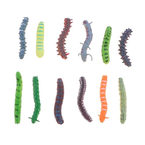 KICHOUSE 12 Stück künstliche Raupe Miniaturen Miniaturfiguren gefälschte Fehler Streich Halloween Decoration Animal Toys Fun Toy kniffliges realistisches Raupenspielzeug Plastik von KICHOUSE