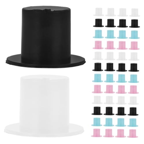 KICHOUSE 120 Stück Mini Top Hats zum Basteln Kunststoff Mini Hüte in und Himmelblau Kleine Deko für Cupcake Topper Puppen und Weihnachtsdekoration für DIY Feierlichkeiten Wiederverwendbar von KICHOUSE