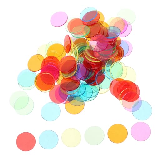 KICHOUSE 120Stücke Bingo Chips Plastikmarker Farben Blau Rot Gelb Grün Orange für Bingo Spiele und Mathe Anwendungen Glatte Oberfläche für Zählen von KICHOUSE