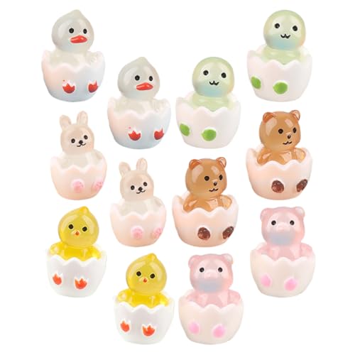 KICHOUSE 12Stücke Leuchtende Mini Tierfiguren aus Kunstharz Niedliche Deko für Garten und Tisch Realistische Tierornamente für Stimmungsvolle Dekoration im Dunkeln von KICHOUSE