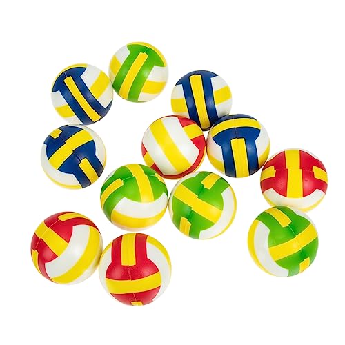 KICHOUSE 12Stücke Mini Volleyball Stressbälle Lustige Dekompressionsspielzeuge Bunten Farben Tragbar Stresslinderung für Bürobedarf und für Freunde von KICHOUSE