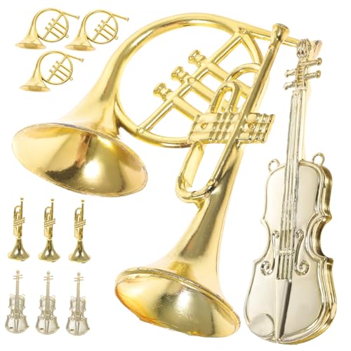 KICHOUSE 12Stücke Musikinstrumente Weihnachtsbaum Deko Teiliges Goldene Trompeten Violinen Weihnachtsdeko Für Kranz Handwerk DIY Für Feste von KICHOUSE