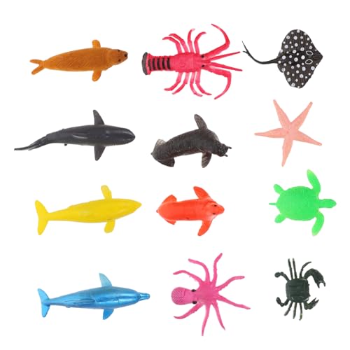 KICHOUSE 12Stücke Realistische Meerestiermodelle für Aquarien Dekoration Detailreiche Figuren von Walen Haien und Mehr Lehrreiches für von KICHOUSE
