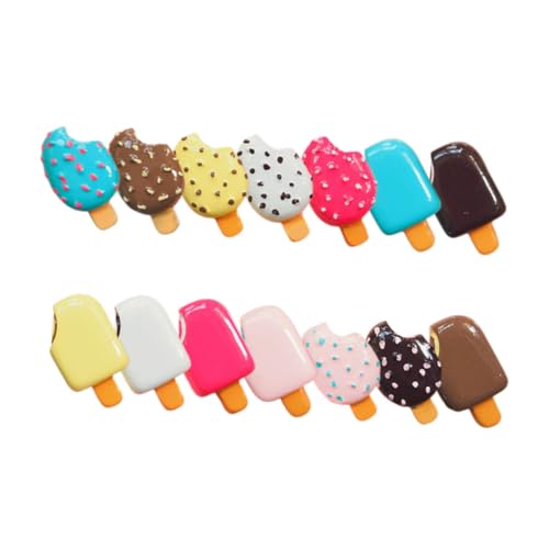 KICHOUSE 14 Stück Mini-Eiscreme- : Mini-Eiscreme-anhänger Aus Kunstharz – Kawaii-Dessert-Dekorationen Für Selbstgemachte Handyhüllen – Puppenhaus-partyzubehör von KICHOUSE