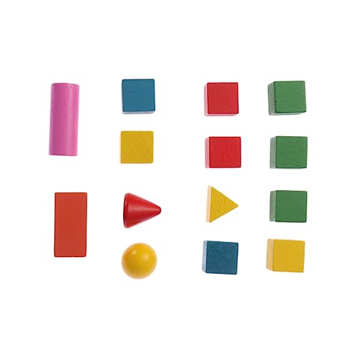 KICHOUSE 14Stücke Teiliges Holz Bausteine Für Geometrische Lehrmittel Für Frühe Bildung Sicheres Und Ungiftiges Dreidimensionales Lernspielzeug Fördert Kreativität von KICHOUSE