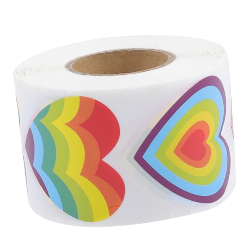 KICHOUSE 1Rolle Herzaufkleber Regenbogen Aufkleber Selbstklebende Pride Sticker Herzform Für Umschläge Hüllsiegel Und Kreative Projekte Farbenfrohe Design Für Hochzeiten von KICHOUSE