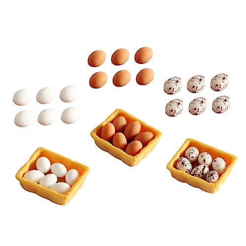KICHOUSE 1Satz Ei mit Eierablage Realistische Eier Verschiedenen Designs für Puppenhaus Dekoration Hochwertiges und Langlebiges für Kreative Rollenspiele von KICHOUSE