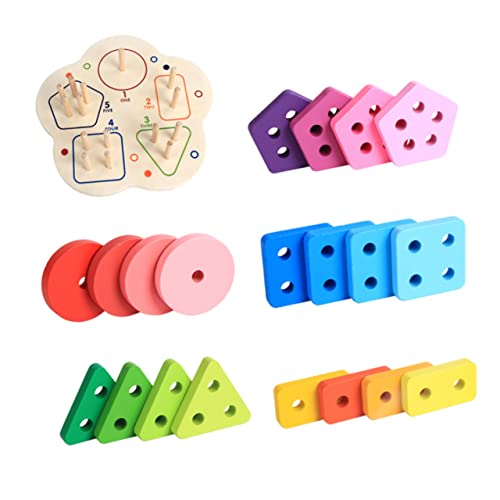 KICHOUSE 1Satz Geometrische Formen Holzspielzeug für Pädagogisches Lernspielzeug zur Farbabstimmung und Intelligenzförderung für Eltern Beziehung von KICHOUSE
